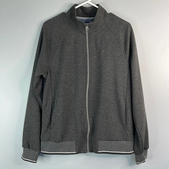 ROBERT GRAHAM Zip Sweater Jacket Grey Long Sleeve Pockets Logo Preppy Neutral S - Picture 10 of 10